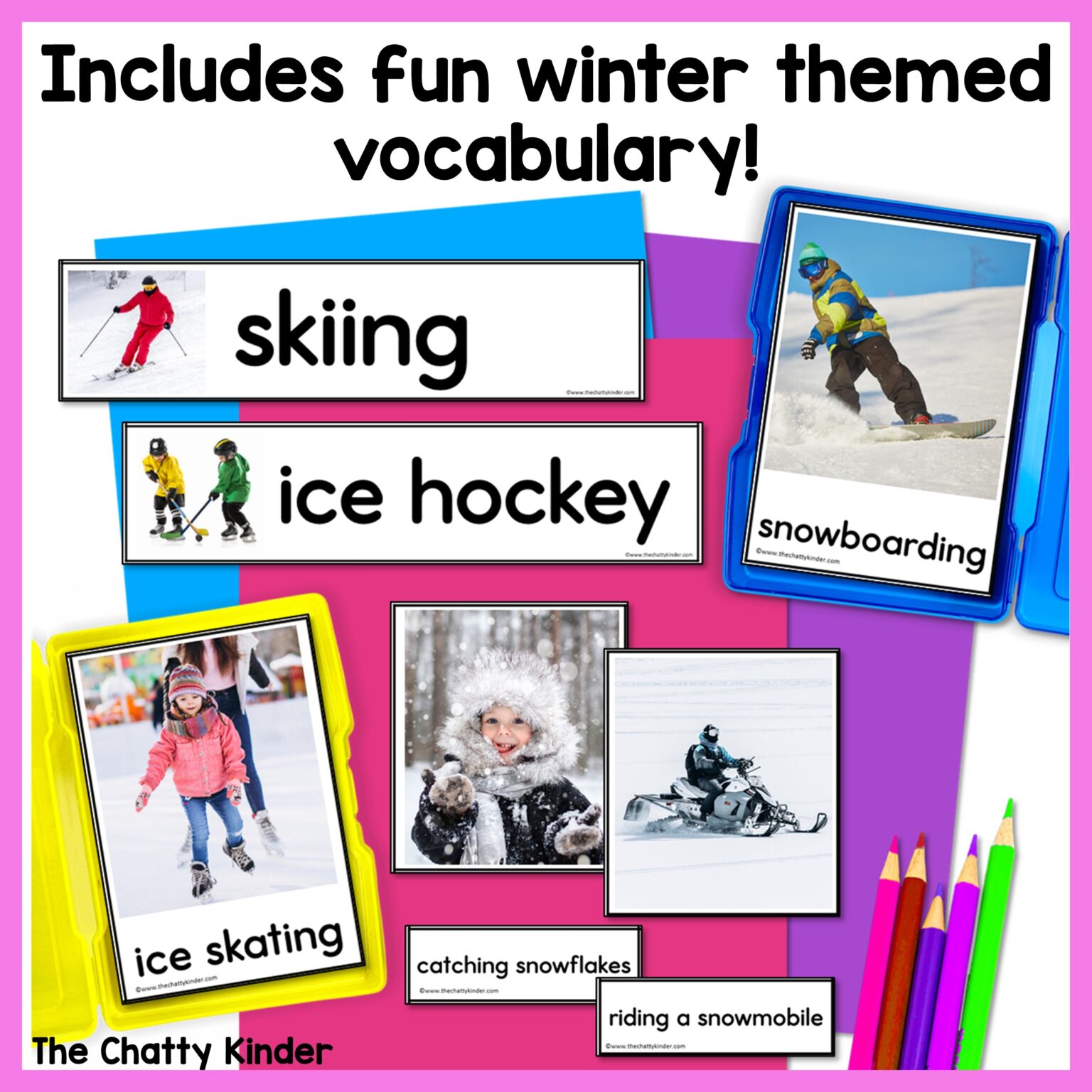 Winter Vocabulary Words Flash Cards - The Chatty Kinder