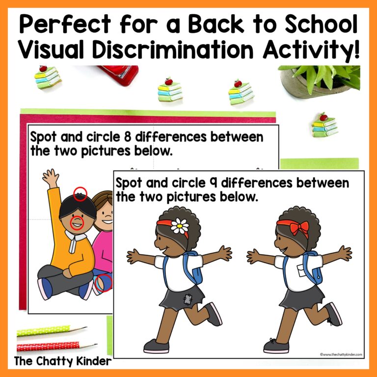 Back to School Spot the Difference Activity - Visual Discrimination ...