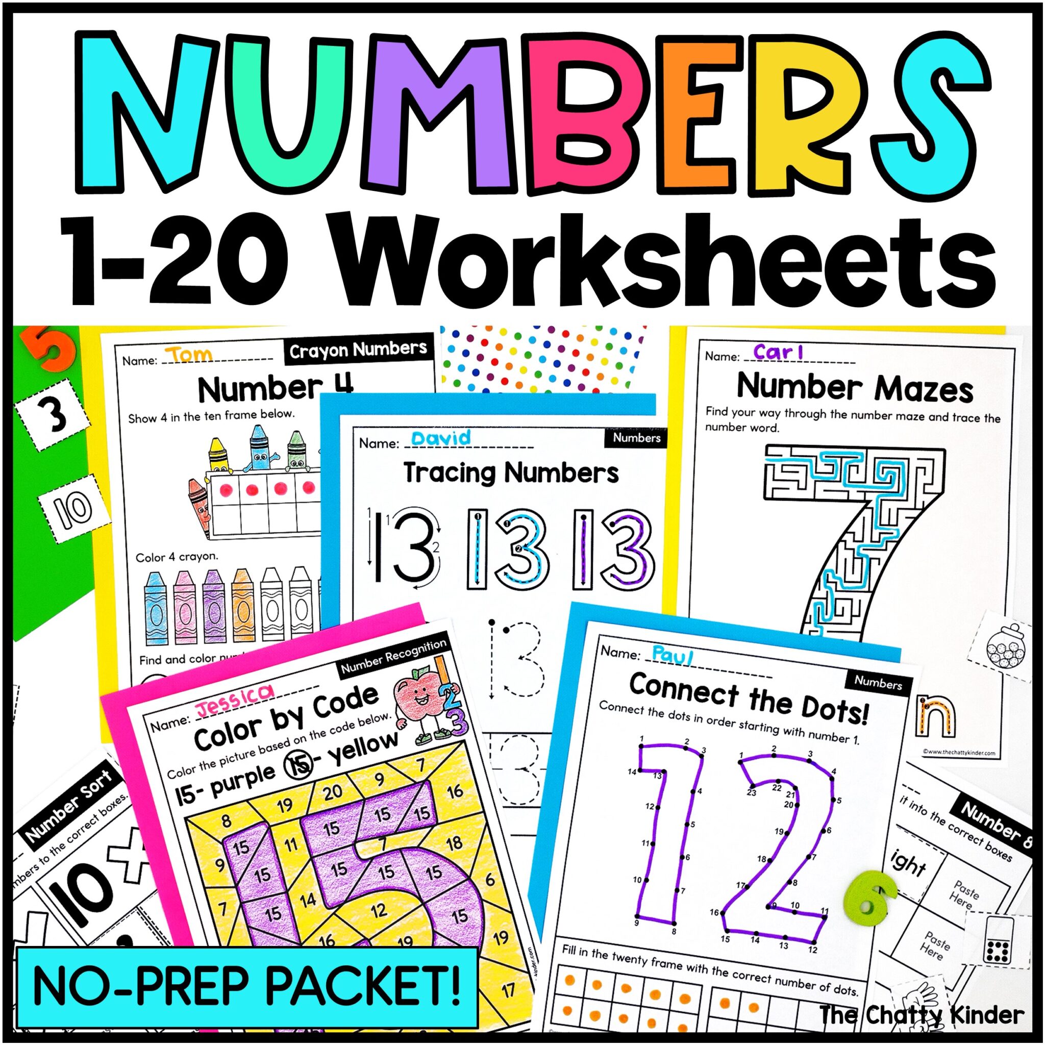number sense activities for kindergarten bundle of worksheets